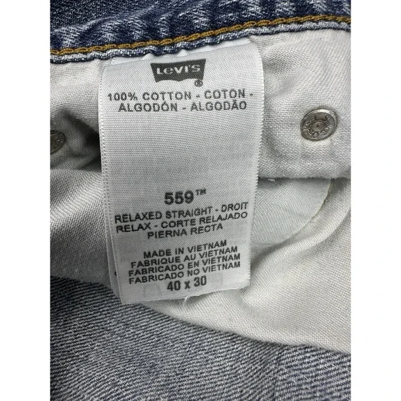 Levis 559 Jeans Mens 40x30 Relaxed Straight American Workwear Denim Wash - Picture 12 of 12